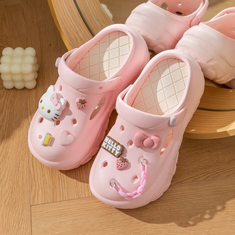 MINISO Sanrio HelloKitty Cinnamoroll Pochacco Kuromi Elevated anti slip slippers Summer Cute Cartoon EVA Slippers gift